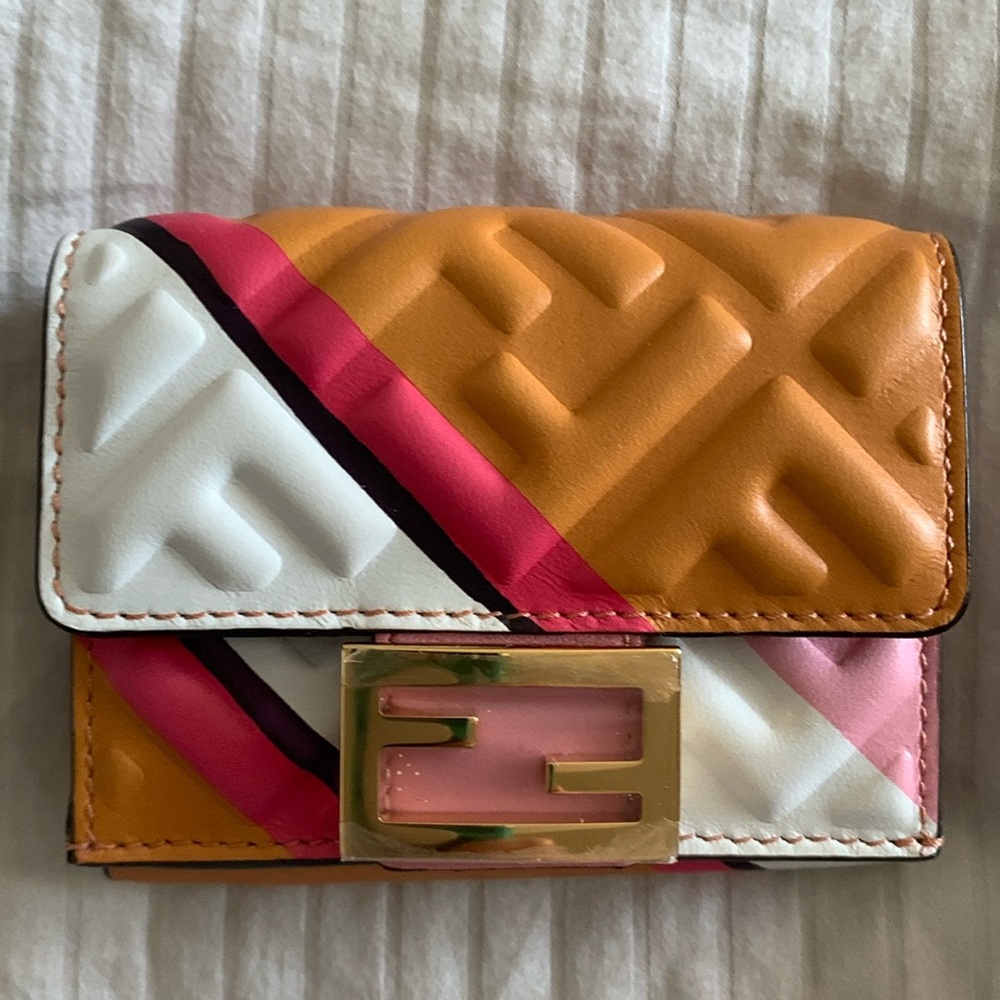 Authentic New Fendi Baguette Micro Trifold Wallet